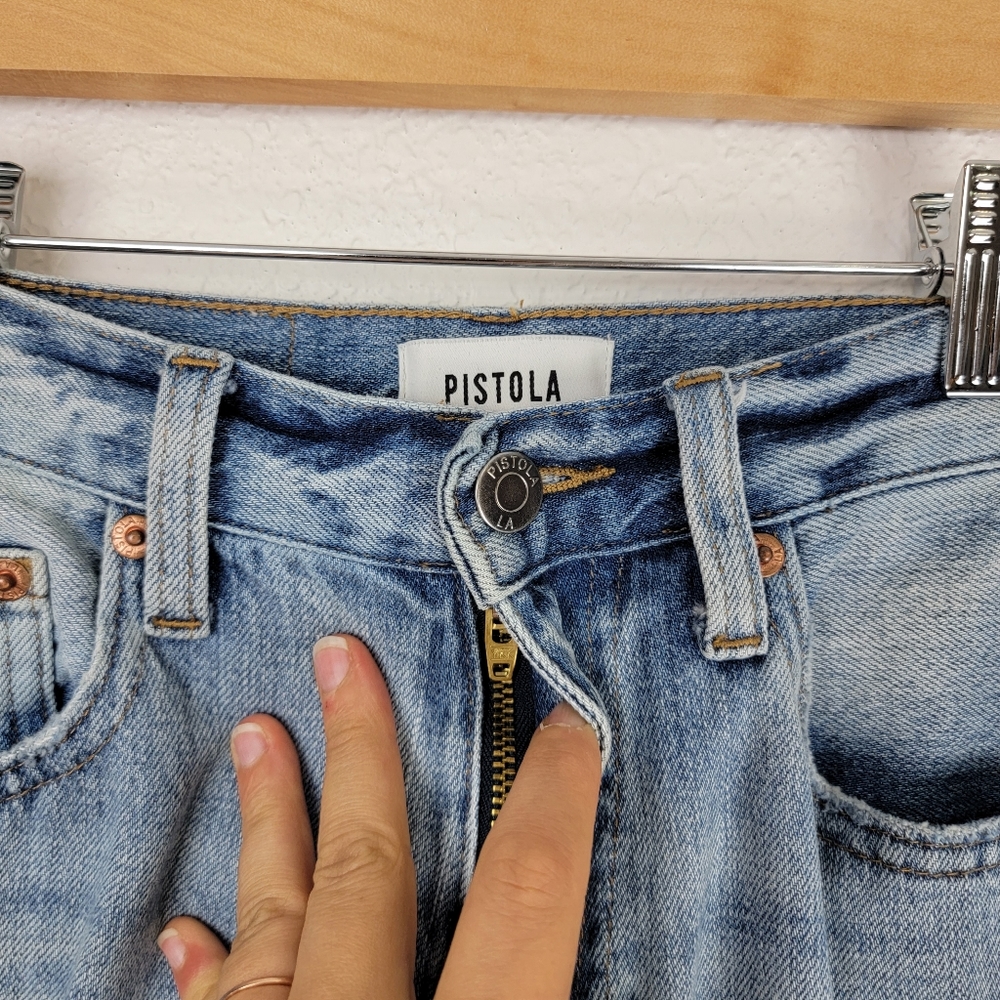 pistola Light Blue Distressed Straight-Leg Jeans - Picture 7 of 12
